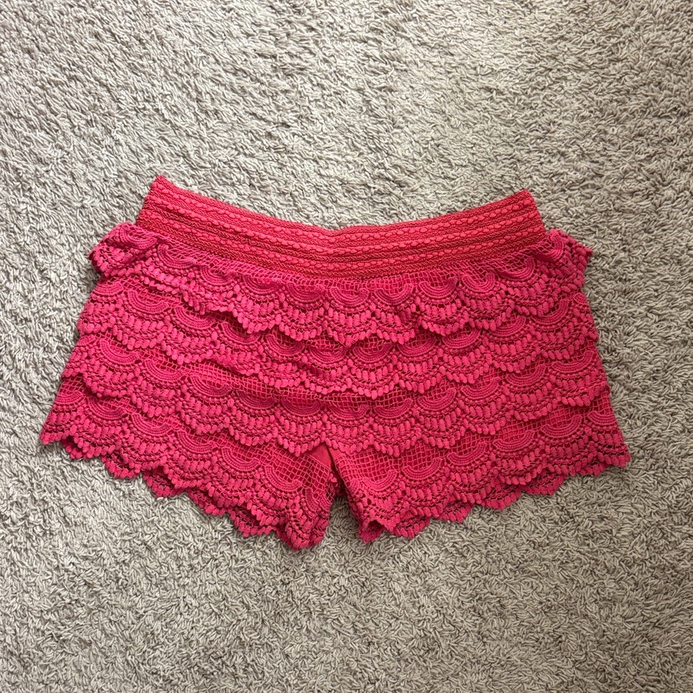 Hot Pink Lace Women Shorts